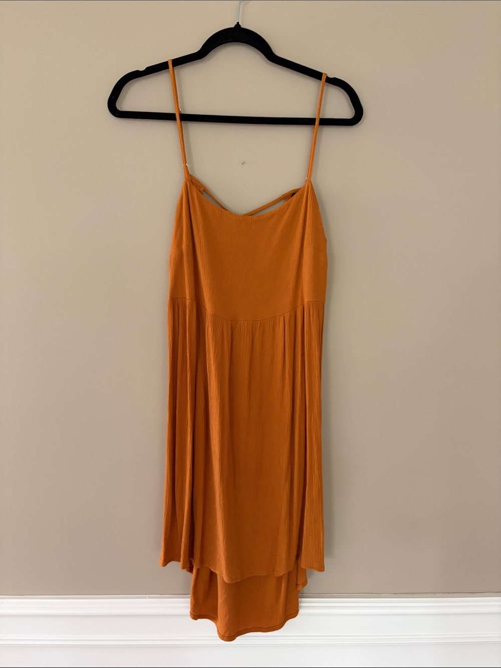 wild fable burnt orange spaghetti-strap open back dress